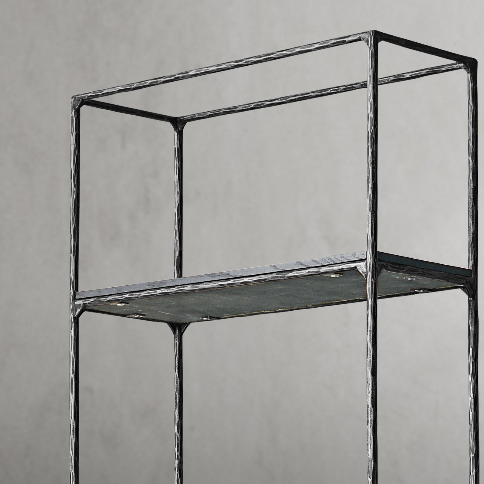 Thaddeus Metal White Marble Shelving Hand-Forged Shelving Units Storage Shelves