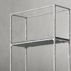 Thaddeus Metal White Marble Shelving Hand-Forged Shelving Units Storage Shelves