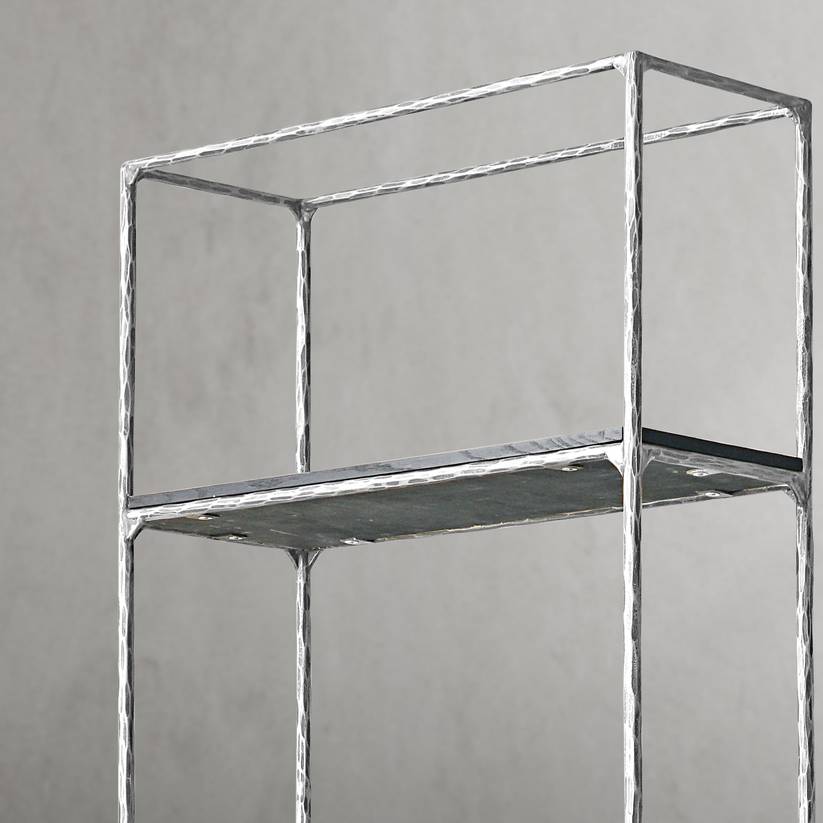 Thaddeus Metal White Marble Shelving Hand-Forged Shelving Units Storage Shelves