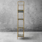 Thaddeus Metal White Marble Shelving Hand-Forged Shelving Units Storage Shelves