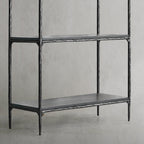 Thaddeus Metal White Marble Shelving Hand-Forged Shelving Units Storage Shelves