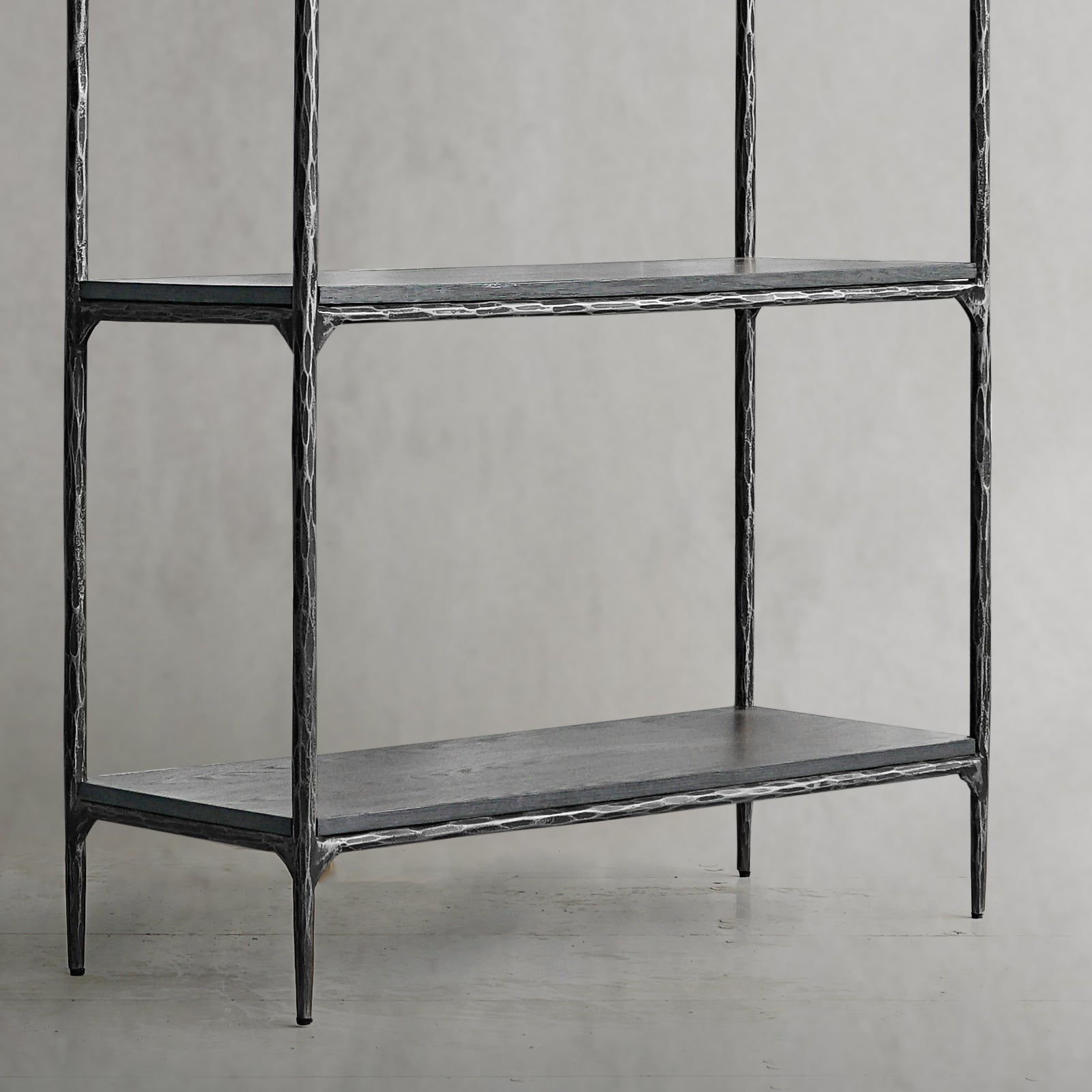 Thaddeus Metal White Marble Shelving Hand-Forged Shelving Units Storage Shelves