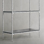 Thaddeus Metal White Marble Shelving Hand-Forged Shelving Units Storage Shelves