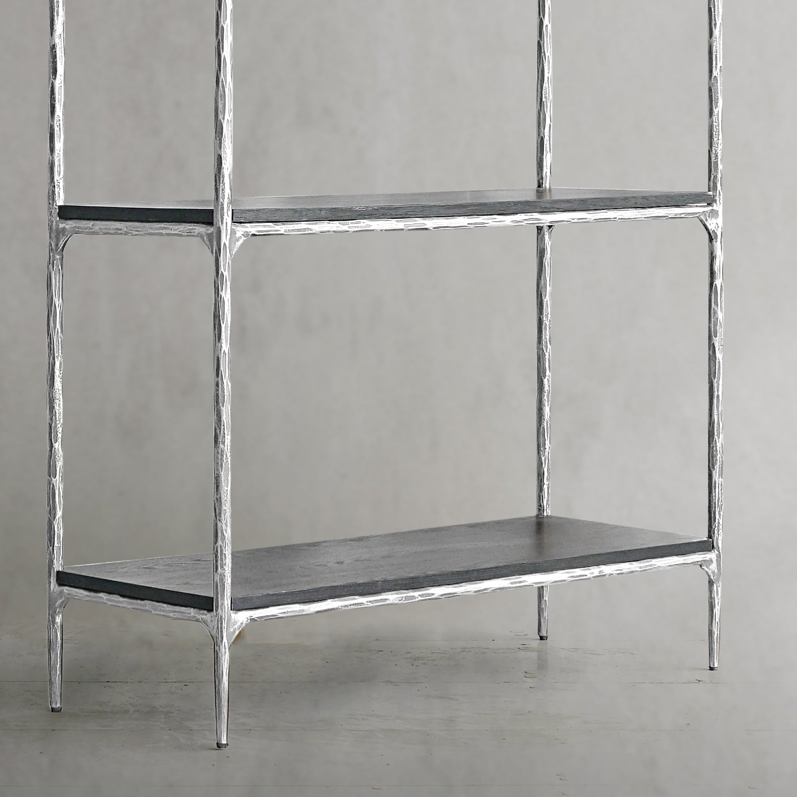 Thaddeus Metal White Marble Shelving Hand-Forged Shelving Units Storage Shelves