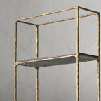 Thaddeus Metal White Marble Shelving Hand-Forged Shelving Units Storage Shelves