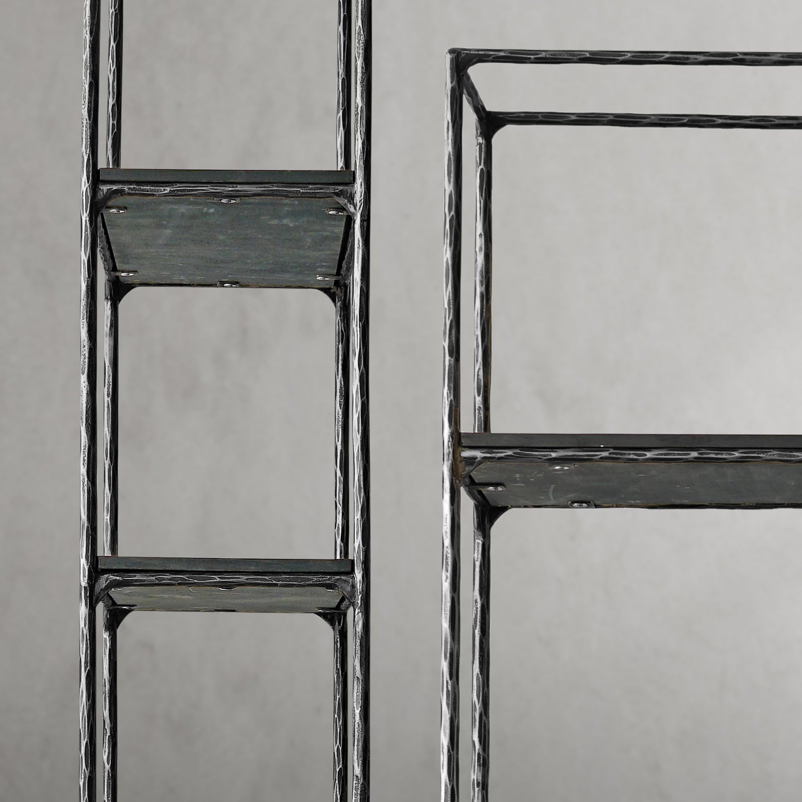 Thaddeus Metal White Marble Shelving Hand-Forged Shelving Units Storage Shelves