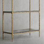 Thaddeus Metal White Marble Shelving Hand-Forged Shelving Units Storage Shelves