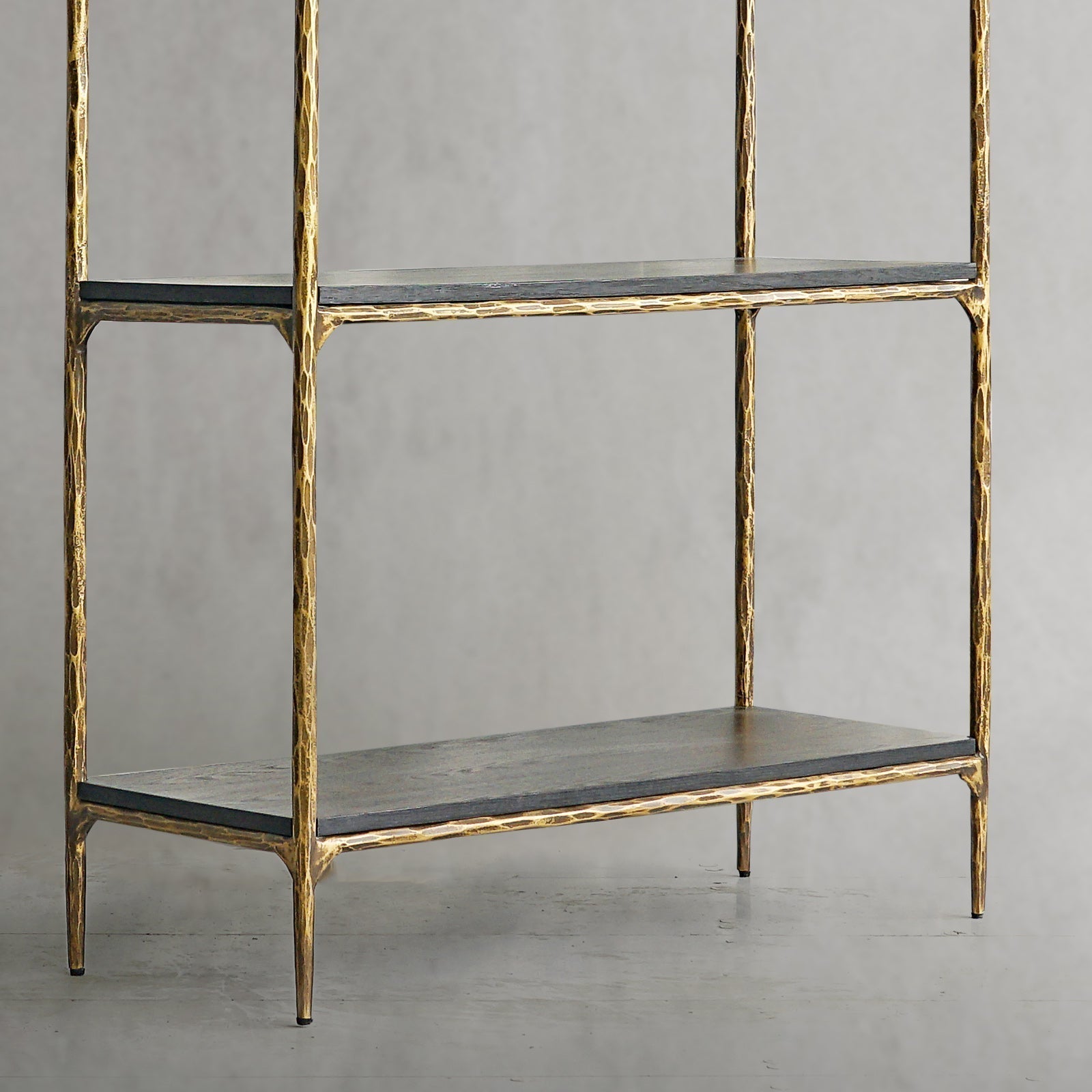 Thaddeus Metal White Marble Shelving Hand-Forged Shelving Units Storage Shelves