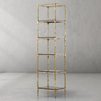 Thaddeus Metal Wooden Shelving Hand-Forged Shelving Units Storage Shelves