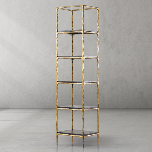 Thaddeus Metal Wooden Shelving Hand-Forged Shelving Units Storage Shelves