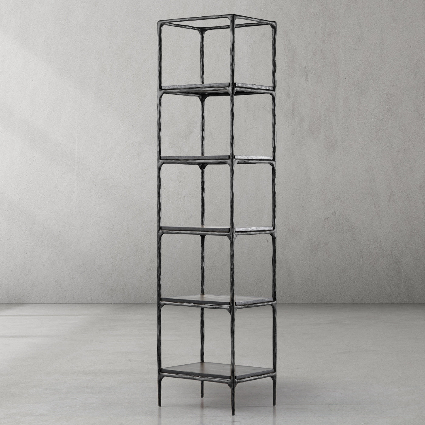 Thaddeus Metal Wooden Shelving Hand-Forged Shelving Units Storage Shelves