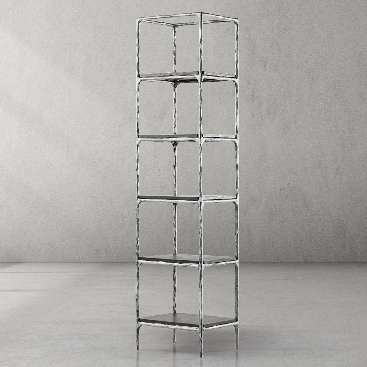 Thaddeus Metal Wooden Shelving Hand-Forged Shelving Units Storage Shelves