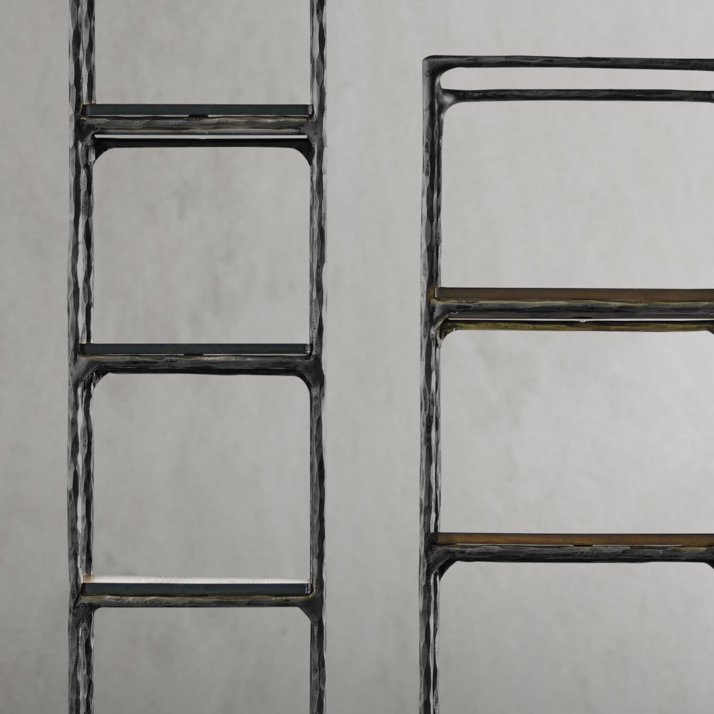 Thaddeus Metal Wooden Shelving Hand-Forged Shelving Units Storage Shelves