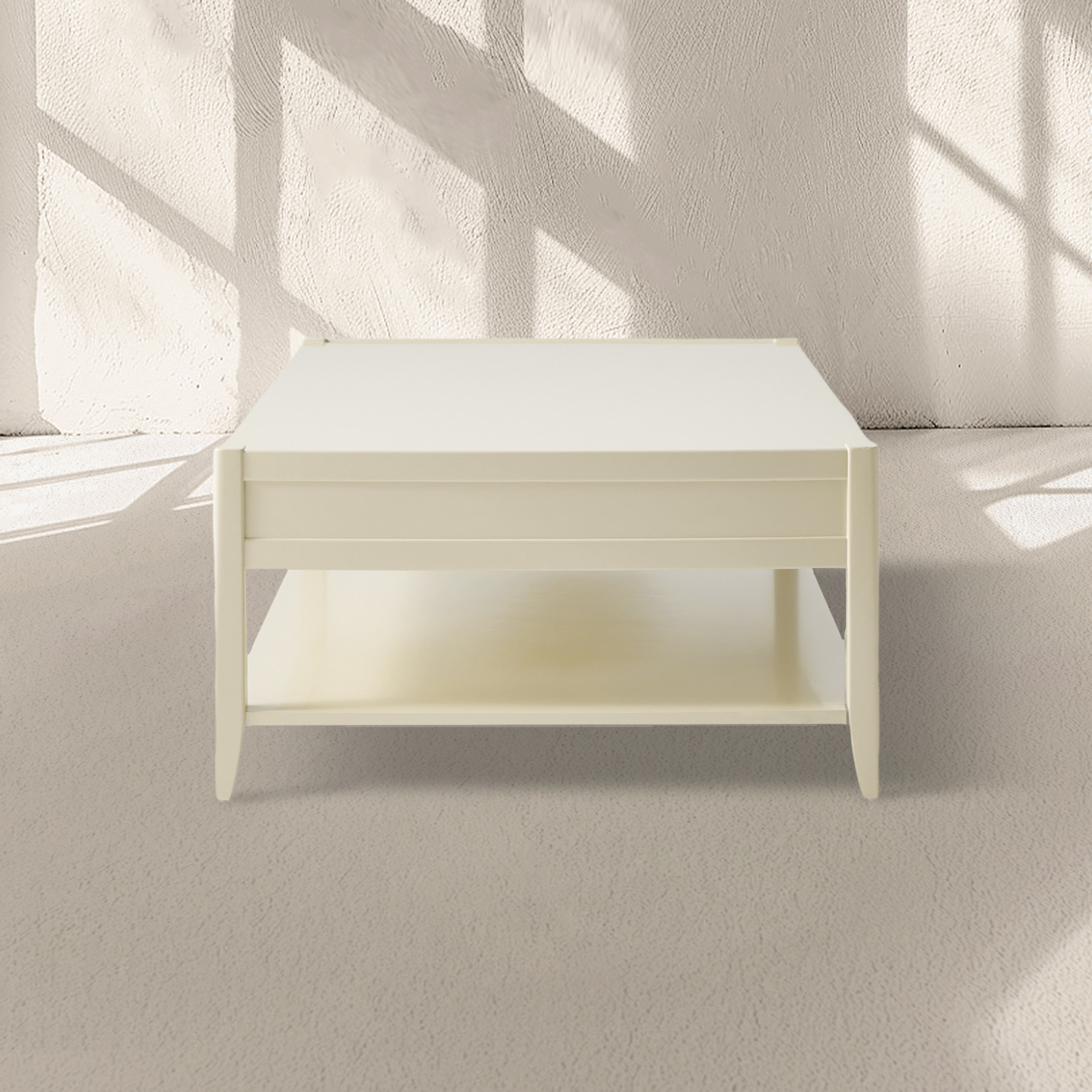 Lewis Couchtisch aus Massivholz, Sofa-Beistelltisch mit geriffelten Schubladen