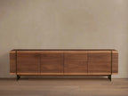 Mihaela Oak Media Console Wood Entertainment Centers Modern Retro TV Stands Storage Cabinet