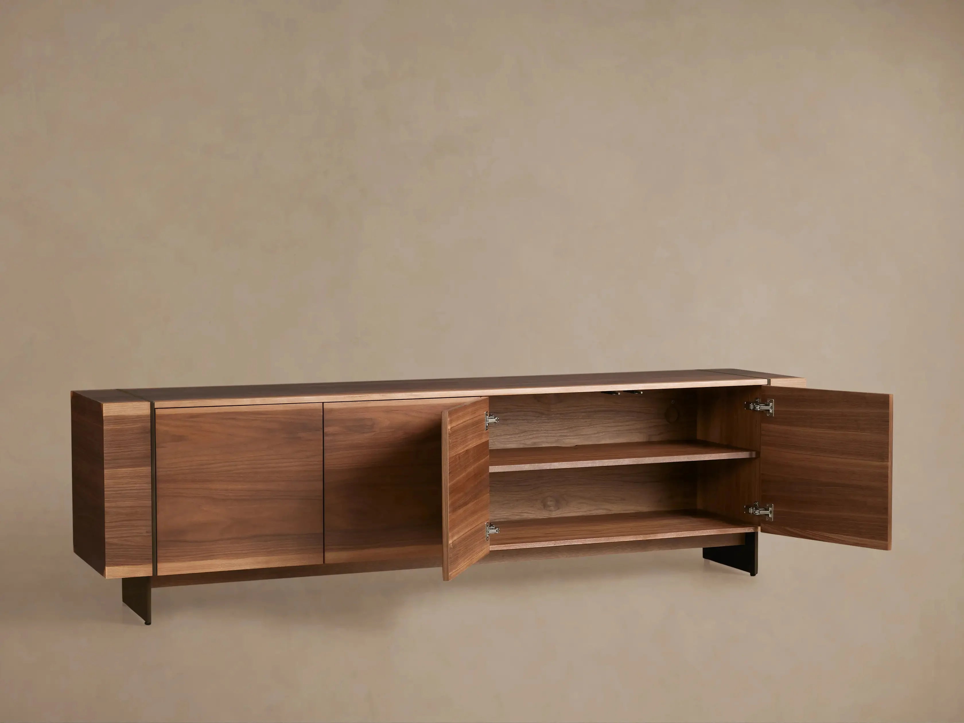Mihaela Oak Media Console Wood Entertainment Centers Modern Retro TV Stands Storage Cabinet