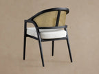 Aimee Oak Wood Dining Side Chair Rattan Cane Living Room Chairs with Upholstered