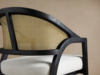 Aimee Oak Wood Dining Side Chair Rattan Cane Living Room Chairs with Upholstered