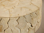 Kalmar Natural Teak Wood Round Coffee Table Hand-Assembled Slices Cocktail Table Unique Living Room Center Tea Table Natural Style1