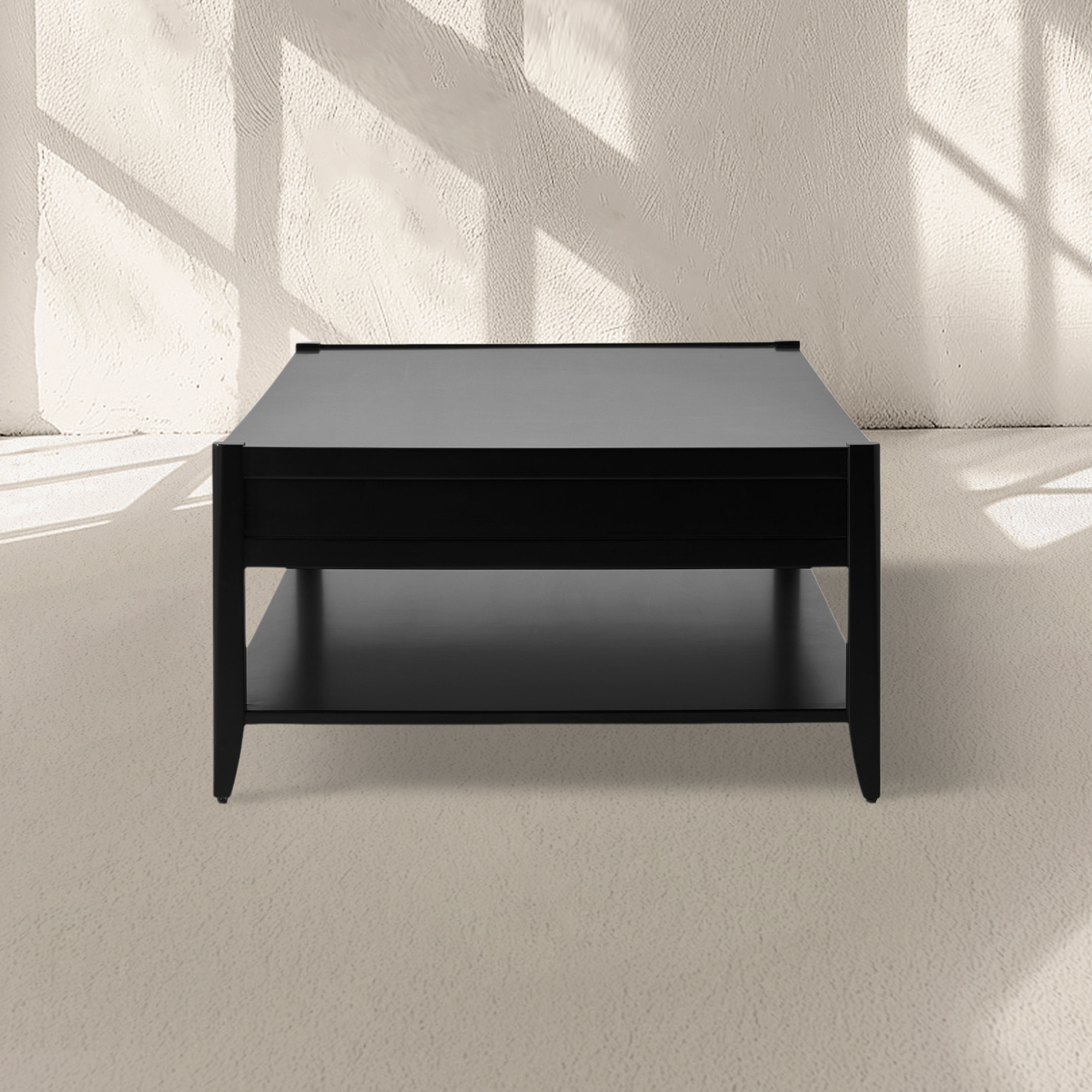 Lewis Couchtisch aus Massivholz, Sofa-Beistelltisch mit geriffelten Schubladen
