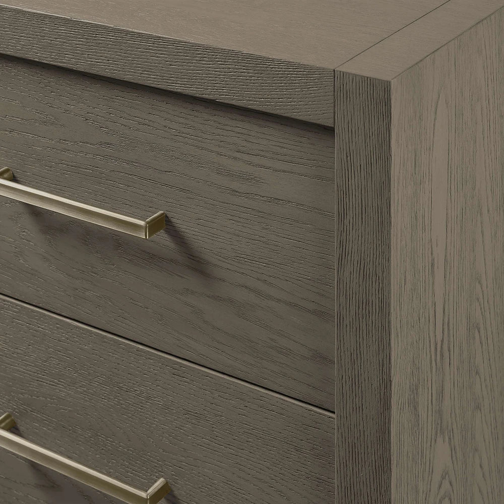 Bodhi Tall Nightstand with Solid White Oak Wood Nightside Table Bedside Two-Drawer Cabinet Rustic Style