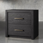 Bodhi Tall Nightstand with Solid White Oak Wood Nightside Table Bedside Two-Drawer Cabinet Rustic Style