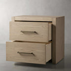 Bodhi Tall Nightstand with Solid White Oak Wood Nightside Table Bedside Two-Drawer Cabinet Rustic Style