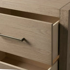 Bodhi Tall Nightstand with Solid White Oak Wood Nightside Table Bedside Two-Drawer Cabinet Rustic Style