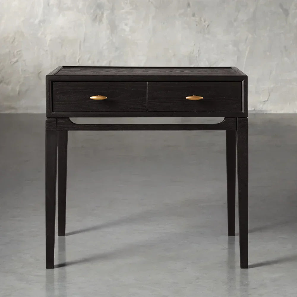 Brock Nightstand with Solid Ash Wood Bedside Nightside Table 2-Drawer Cabinet Mid-Century Modern Style