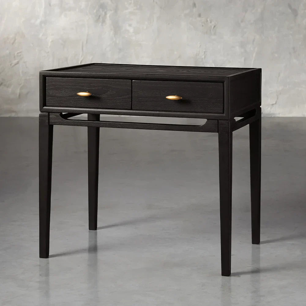 Brock Nightstand with Solid Ash Wood Bedside Nightside Table 2-Drawer Cabinet Mid-Century Modern Style