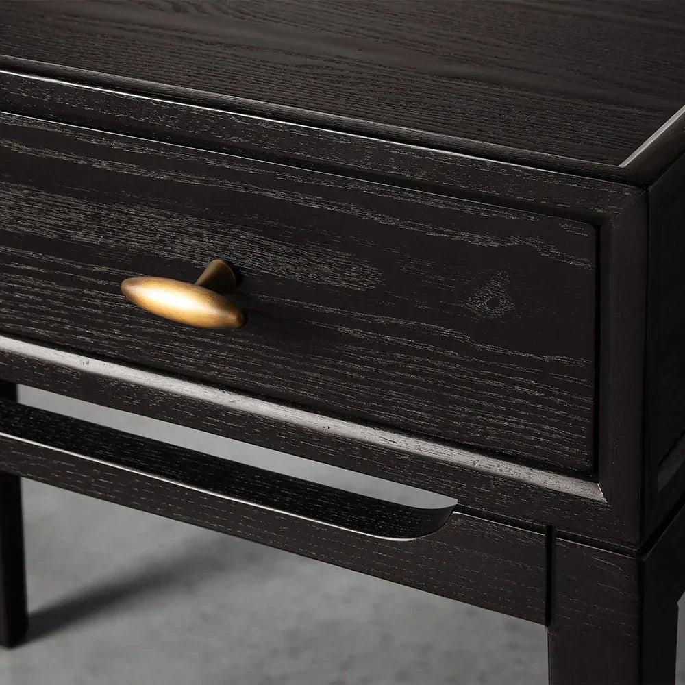 Brock Nightstand with Solid Ash Wood Bedside Nightside Table 2-Drawer Cabinet Mid-Century Modern Style