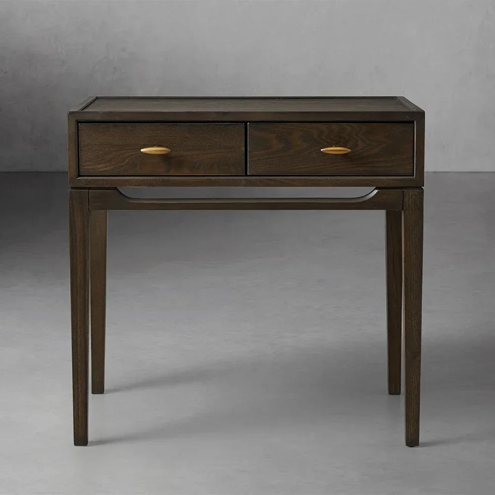 Brock Nightstand with Solid Ash Wood Bedside Nightside Table 2-Drawer Cabinet Mid-Century Modern Style
