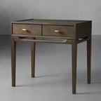 Brock Nightstand with Solid Ash Wood Bedside Nightside Table 2-Drawer Cabinet Mid-Century Modern Style