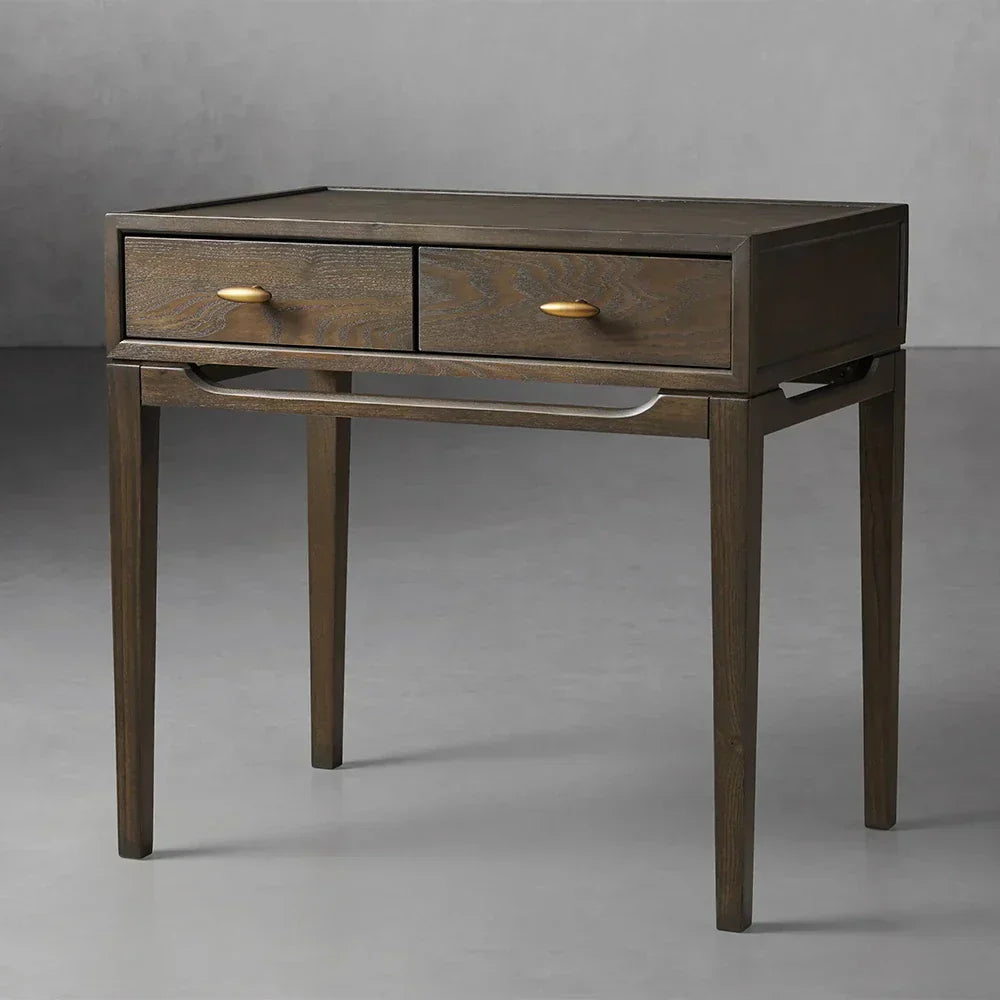Brock Nightstand with Solid Ash Wood Bedside Nightside Table 2-Drawer Cabinet Mid-Century Modern Style