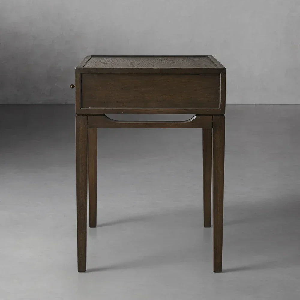 Brock Nightstand with Solid Ash Wood Bedside Nightside Table 2-Drawer Cabinet Mid-Century Modern Style