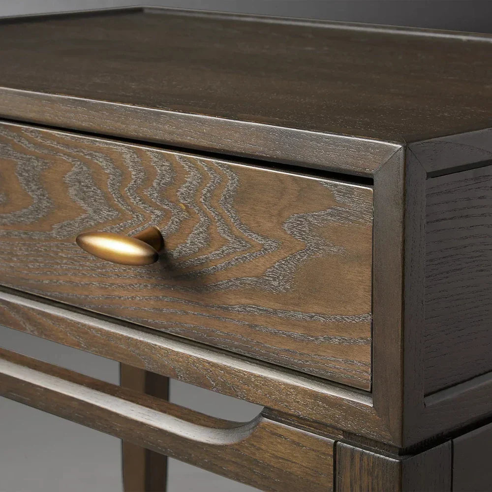 Brock Nightstand with Solid Ash Wood Bedside Nightside Table 2-Drawer Cabinet Mid-Century Modern Style
