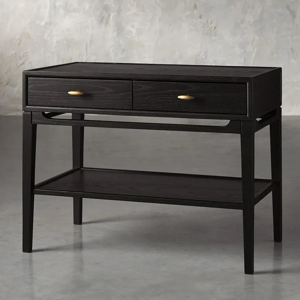 Brock Nightstand with Solid Ash Wood Bedside Nightside Table 2-Drawer Cabinet Mid-Century Modern Style