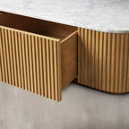 Finnley Storage Coffee Table Solid Oak Stone Top Sofa Center Tea Table with Drawer