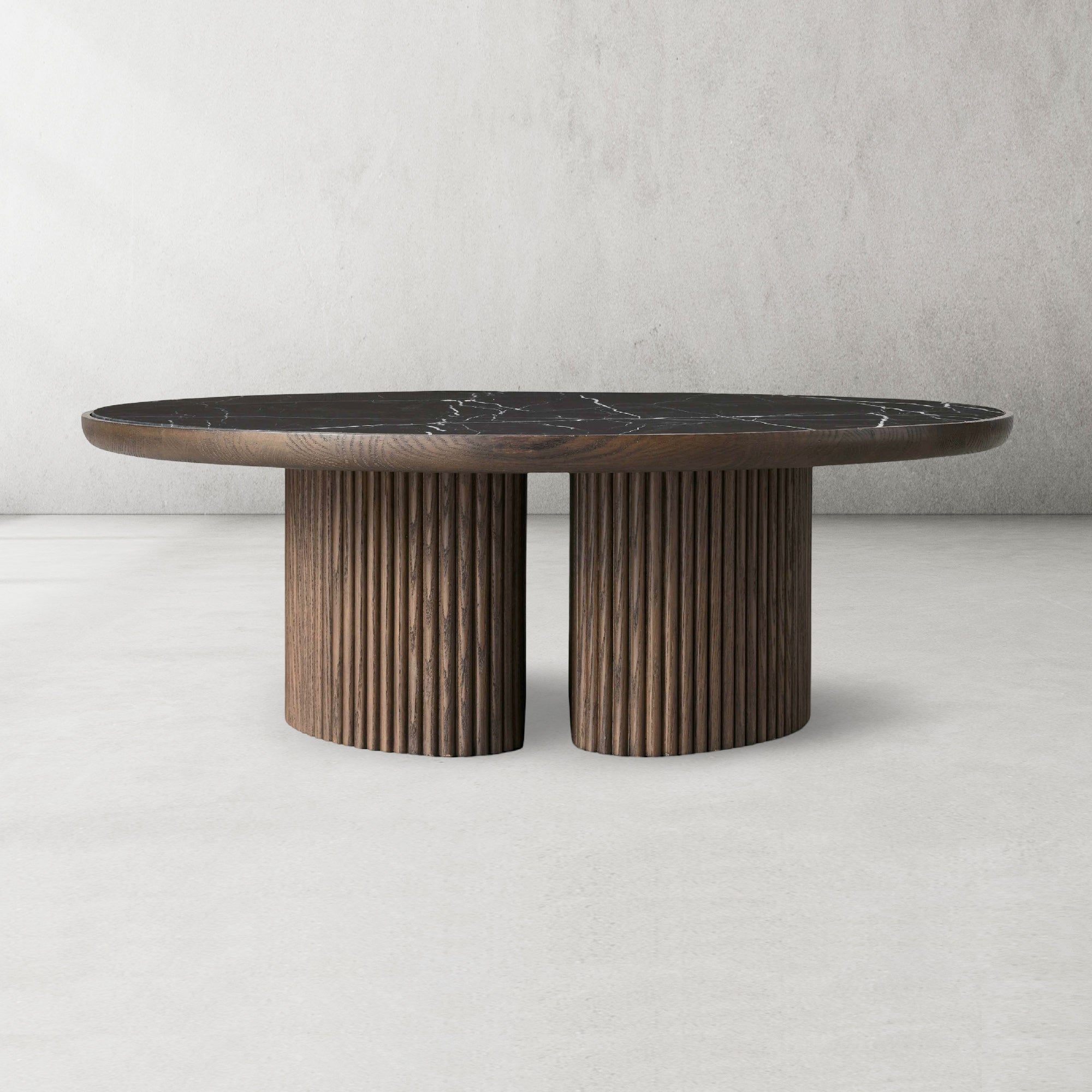 Aster Wood Oak Round Coffee Table Contemporary Sofa Center Tea Table