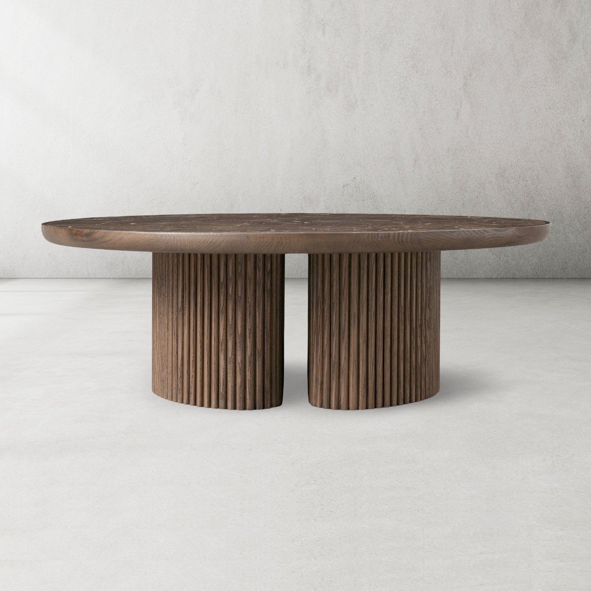 Aster Wood Oak Round Coffee Table Contemporary Sofa Center Tea Table