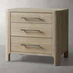 Calista Closed Oak Wood Nightstand with 2-Drawer Cabinet Wood Bedside Nightside Table
