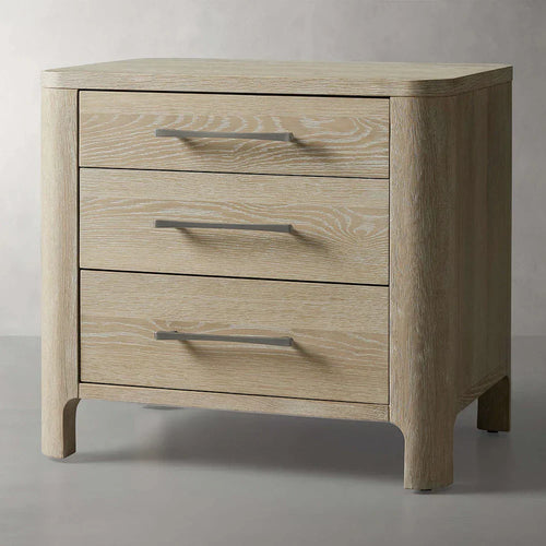 Calista Closed Oak Wood Nightstand with 2-Drawer Cabinet Wood Bedside Nightside Table