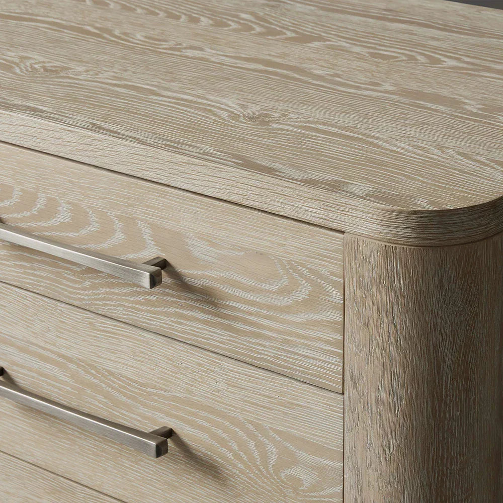 Calista Closed Oak Wood Nightstand with 2-Drawer Cabinet Wood Bedside Nightside Table