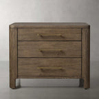Calista Closed Oak Wood Nightstand with 2-Drawer Cabinet Wood Bedside Nightside Table