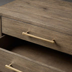 Calista Closed Oak Wood Nightstand with 2-Drawer Cabinet Wood Bedside Nightside Table