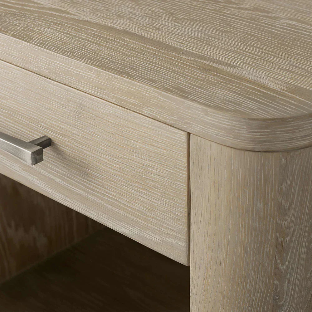 Calista Open Nightstand with Oak Wood Veneered Nightside Table Bedside 1-Drawer Cabinet