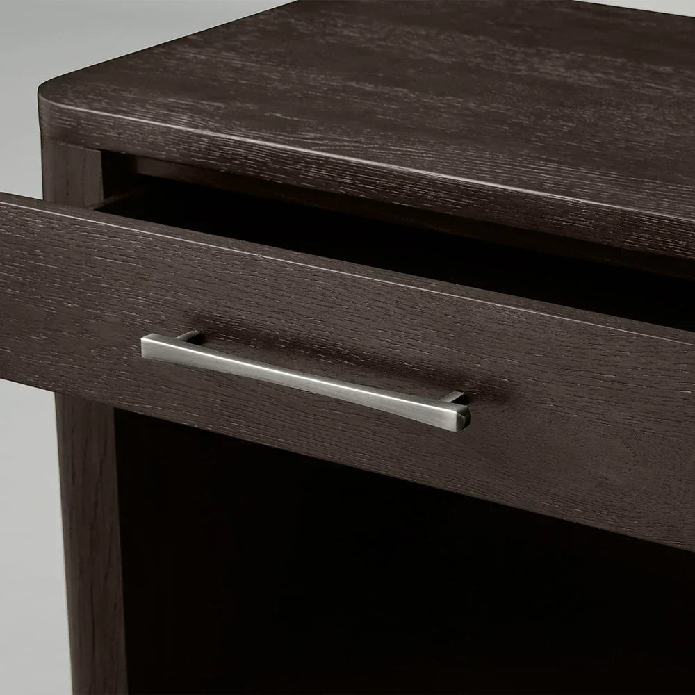 Calista Open Nightstand with Oak Wood Veneered Nightside Table Bedside 1-Drawer Cabinet