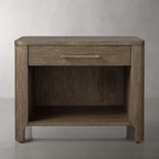 Calista Open Nightstand with Oak Wood Veneered Nightside Table Bedside 1-Drawer Cabinet