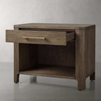 Calista Open Nightstand with Oak Wood Veneered Nightside Table Bedside 1-Drawer Cabinet