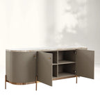 Canodi Cappuccino Marble Top Buffet Sideboard Luxury Leather Finish TV Cabinets Wood Storage Entryway Cabinets
